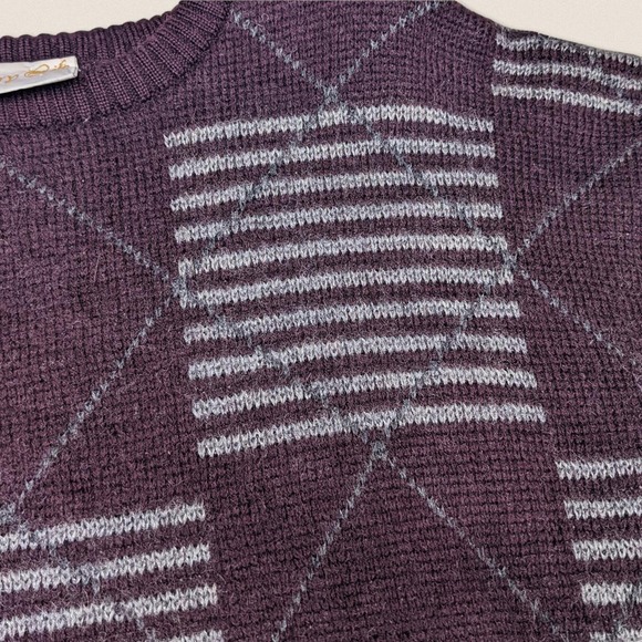 Vintage Chunky Sweater checkered diamond country life Medium Women’s - Picture 2 of 4